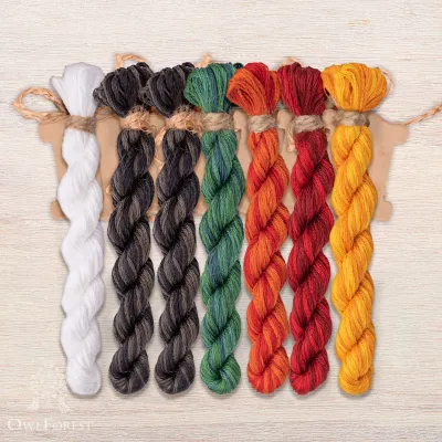 Set of OwlForest Hand-Dyed Threads for the “Two Dragons” Chart (DMC)