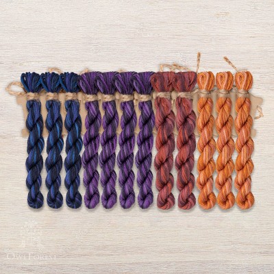 Set of OwlForest Hand-Dyed Threads for the “Heraldic Decorative Letter” Chart (DMC)