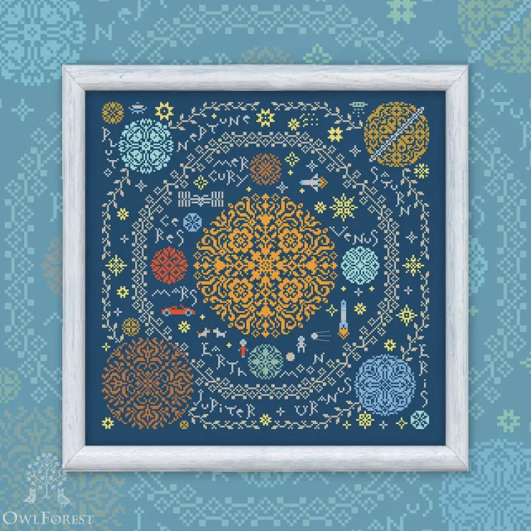 Схема для вышивания «Around the Sun» c английскими надписями