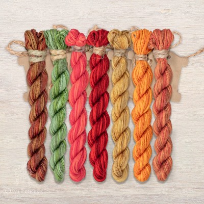 Set of OwlForest Hand-Dyed Threads for the “Flying Ship. Day” Chart  (Thread Trade n.a. Kirov)