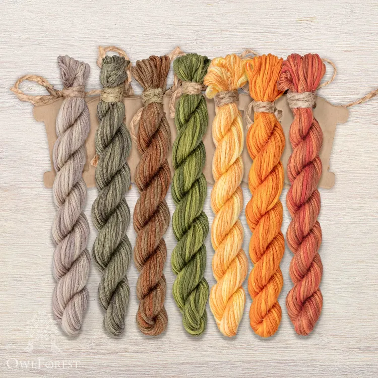 Set of OwlForest Hand-Dyed Threads for the “Golden Bees” Chart (Thread Trade n.a. Kirov)