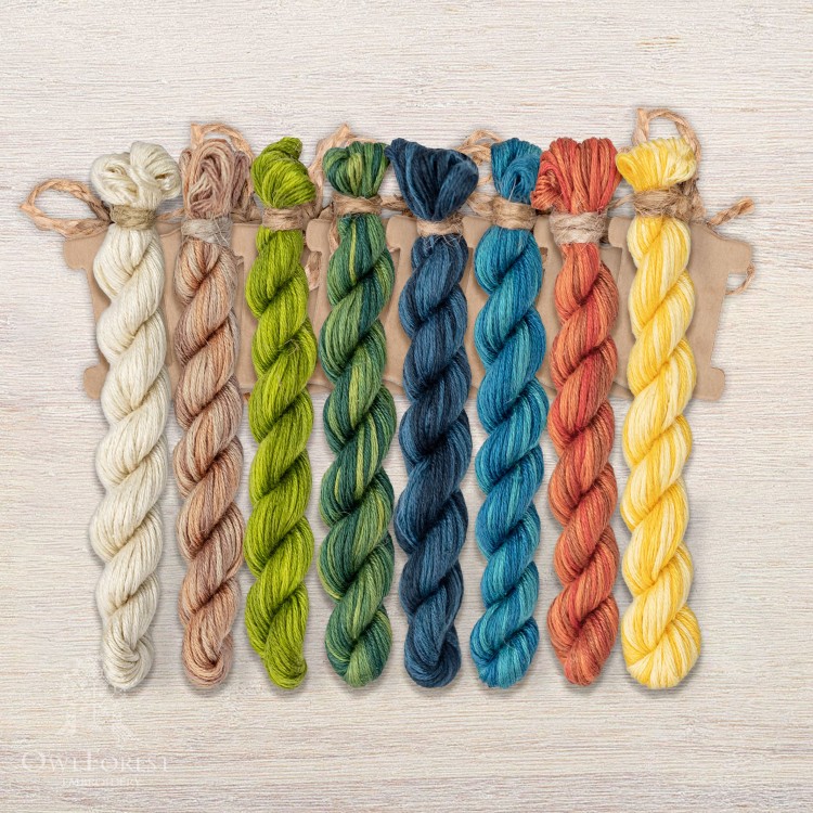 Set of OwlForest Hand-Dyed Threads for the “Kingfishers” Chart (Thread Trade n.a. Kirov)