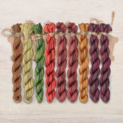 Set of OwlForest Hand-Dyed Threads for the “Tree of Knowledge” Chart (Thread Trade n.a. Kirov)