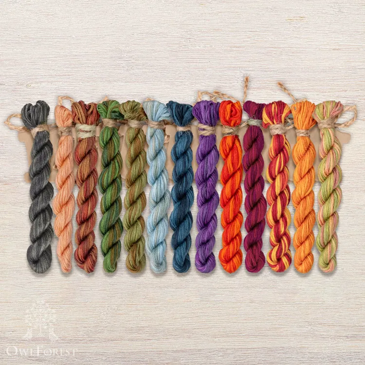 Set of OwlForest Hand-Dyed Threads for the “October Mood” Chart (Thread Trade n.a. Kirov)