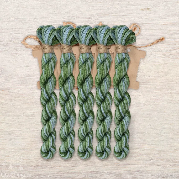 Набор ниток OwlForest для схемы «Птички в зелёном саду» (DMC)