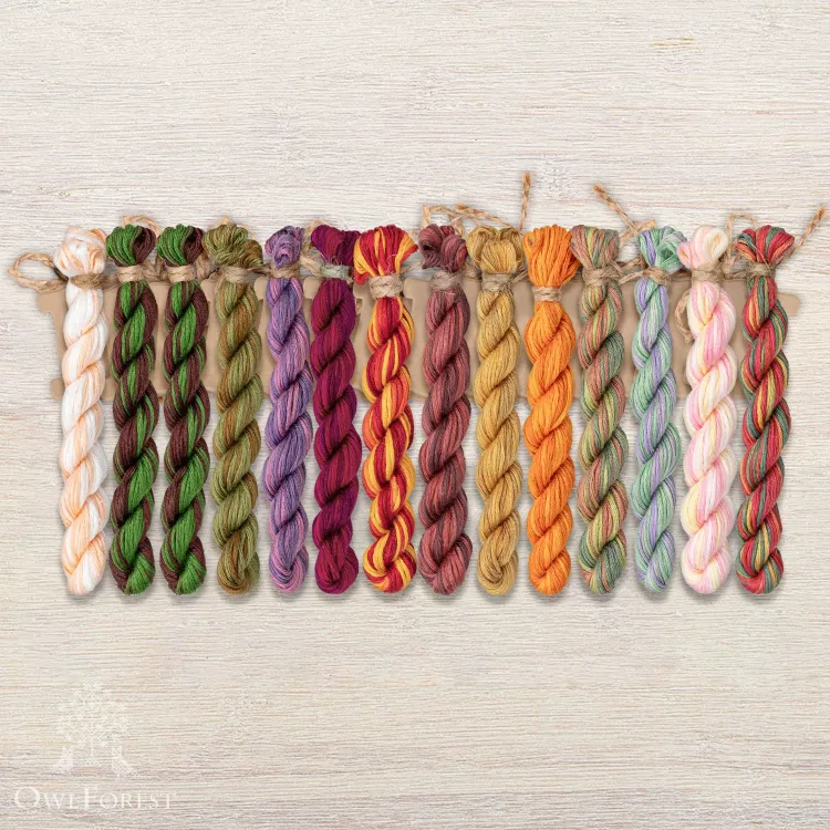 Set of OwlForest Hand-Dyed Threads for the “Autumn Flowers” Chart (Thread Trade n.a. Kirov)