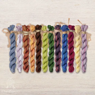 Set of OwlForest Hand-Dyed Threads for the “Forest Houses. Mole” Chart (Thread Trade n.a. Kirov)