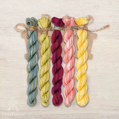 Set of OwlForest Hand-Dyed Threads for the “Pomegranate Motifs” Chart (Thread Trade n.a. Kirov)