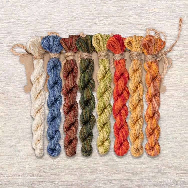 Set of OwlForest Hand-Dyed Threads for “The Little Wood Folk. Snakes” Chart (DMC)