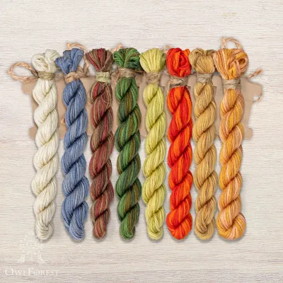 Set of OwlForest Hand-Dyed Threads for “The Little Wood Folk. Snakes” Chart (Thread Trade n.a. Kirov) 