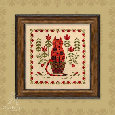 Printed embroidery chart “The Cat and the Flouriculture”