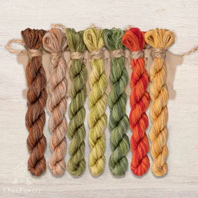 Set of OwlForest Hand-Dyed Threads for the “Owl Forest” Chart (DMC)