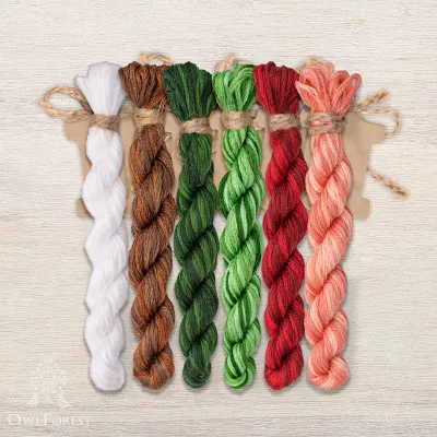 Set of OwlForest Hand-Dyed Threads for the “Garden Fairy” Chart (DMC)