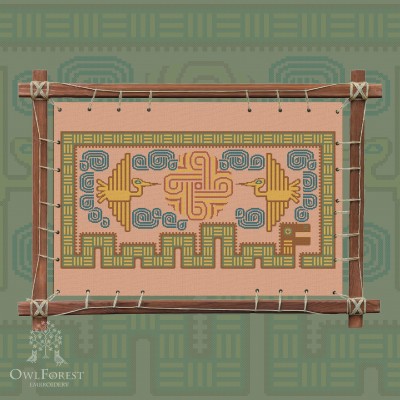 Digital embroidery chart “Mesoamerican Motifs. Serpent” 5 colors