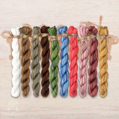 Set of OwlForest Hand-Dyed Threads for the “Forest Houses. Bears” Chart (Thread Trade n.a. Kirov)