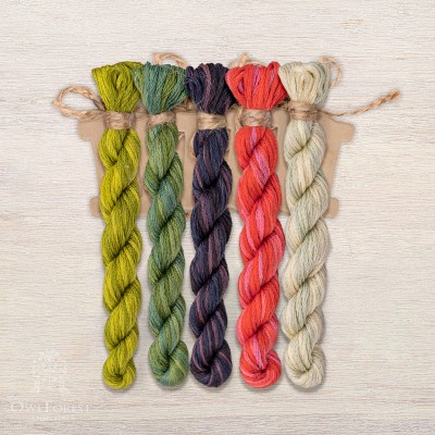 Set of OwlForest Hand-Dyed Threads for the “Currant Summer” Chart (DMC)