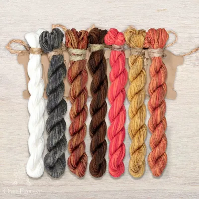 Set of OwlForest Hand-Dyed Threads for the “Funny Dogs” Chart (Thread Trade n.a. Kirov)