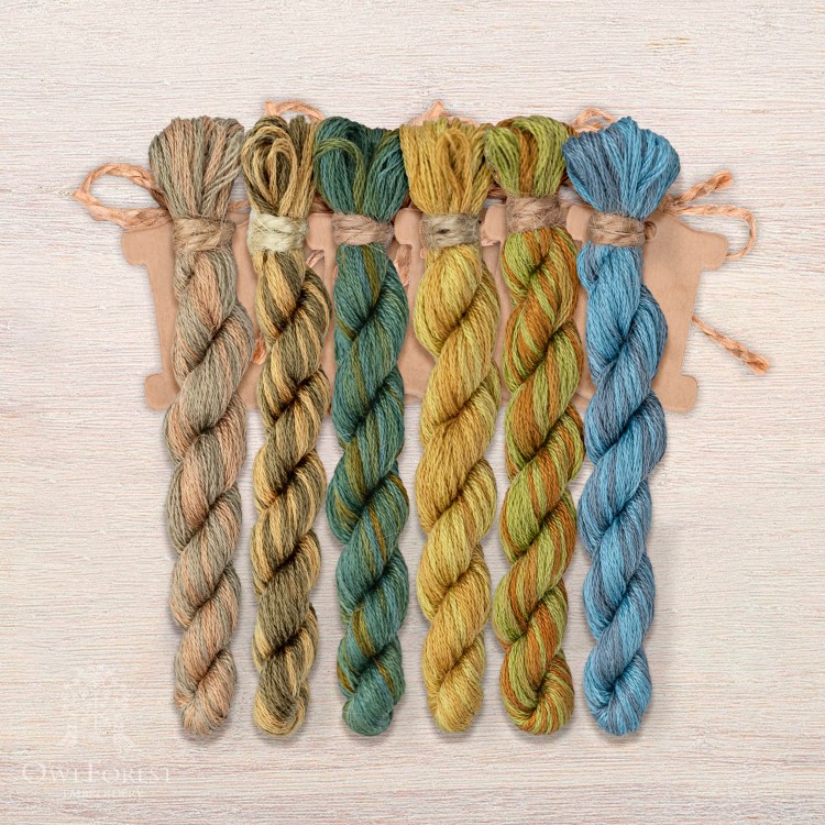 Set of OwlForest Hand-Dyed Threads for the “Snail Houses. Pear” Chart (DMC)