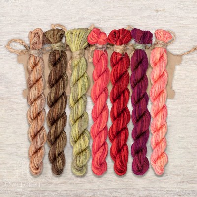 Set of OwlForest Hand-Dyed Threads for the “Fiery Horse” Chart (Thread Trade n.a. Kirov)