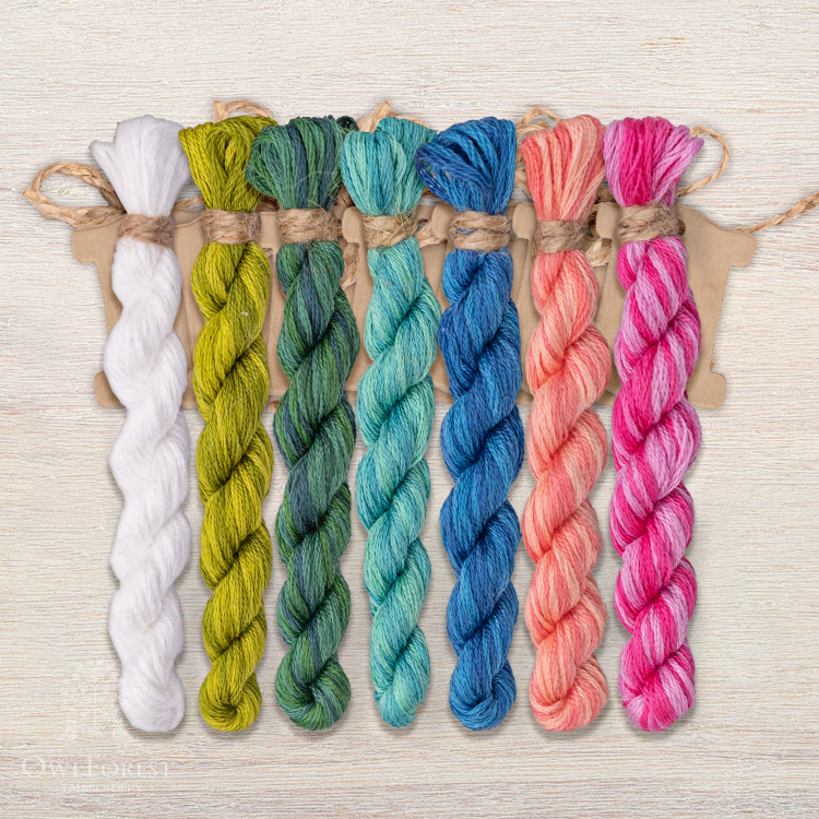 Set of OwlForest Hand-Dyed Threads for the “Underwater Garden” Chart (DMC)