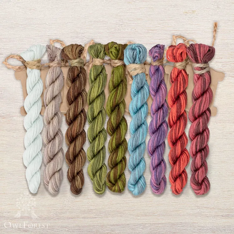 Set of OwlForest Hand-Dyed Threads for the “Snowy Winter” Chart  (Thread Trade n.a. Kirov)