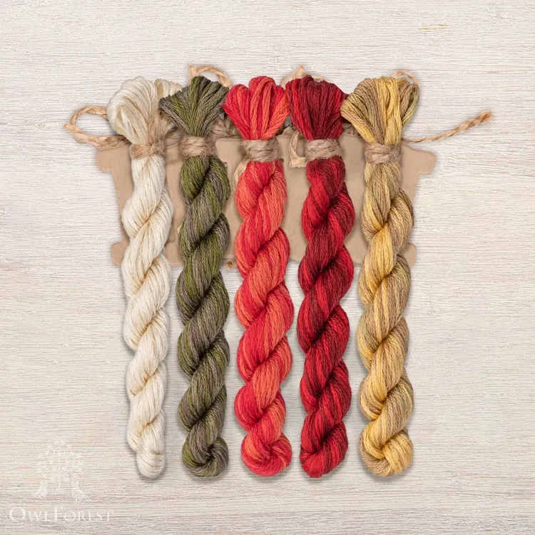 Set of OwlForest Hand-Dyed Threads for the “Painted Distaff” Chart (DMC)