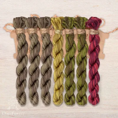 Set of OwlForest Hand-Dyed Threads for the “Star Dragon” Chart (DMC)