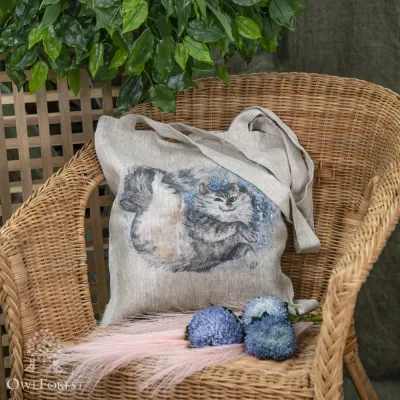 “Cattus” Linen Shopping Bag 