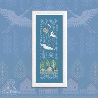 Free embroidery digital chart “Cranes”