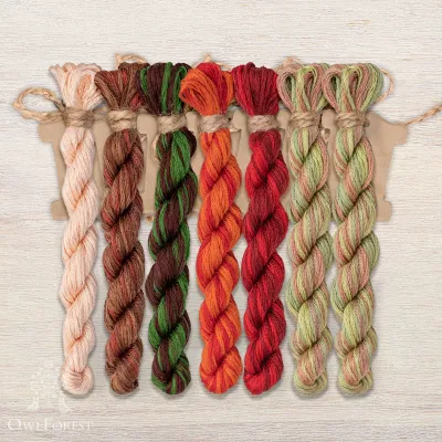 Set of OwlForest Hand-Dyed Threads for the “Ashberry Beads” Chart (DMC)