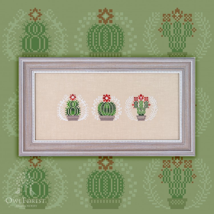 Бесплатная схема для вышивания «Новогодние кактусики»