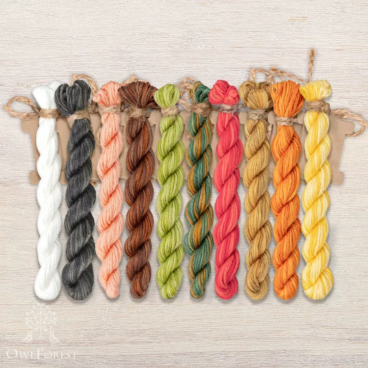 Set of OwlForest Hand-Dyed Threads for the “Matryoshka Dolls” Chart (Thread Trade n.a. Kirov)