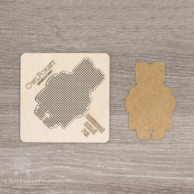 Perforated Plywood Form «Bear-daughter»  for the “Christmas Bears” Chart 