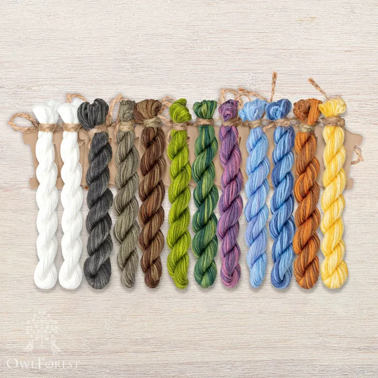 Set of OwlForest Hand-Dyed Threads for “The Cats Have Arrived” Chart (Thread Trade n.a. Kirov)