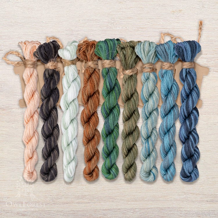 Set of OwlForest Hand-Dyed Threads for the “Needlework Place” Chart (DMC)