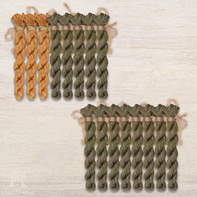 Набор ниток OwlForest для схемы «Семплер с желудями» (DMC) двухцветный вариант