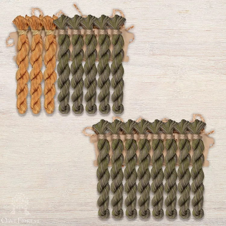 Набор ниток OwlForest для схемы «Семплер с желудями» (DMC) двухцветный вариант