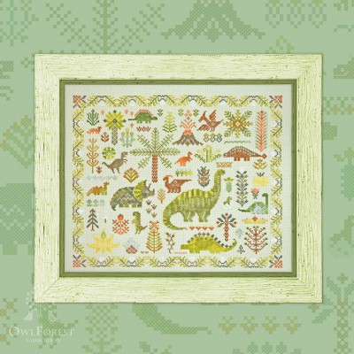 Printed embroidery chart “Dinosaur Forest”