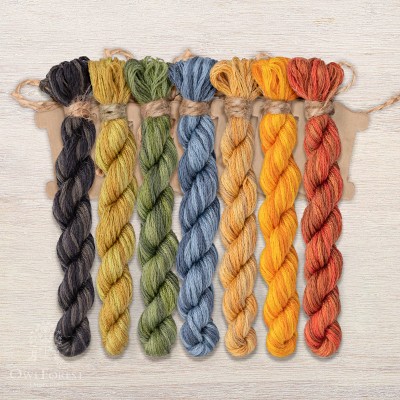Set of OwlForest Hand-Dyed Threads for the “Monster Wonder Whale” Chart (DMC)