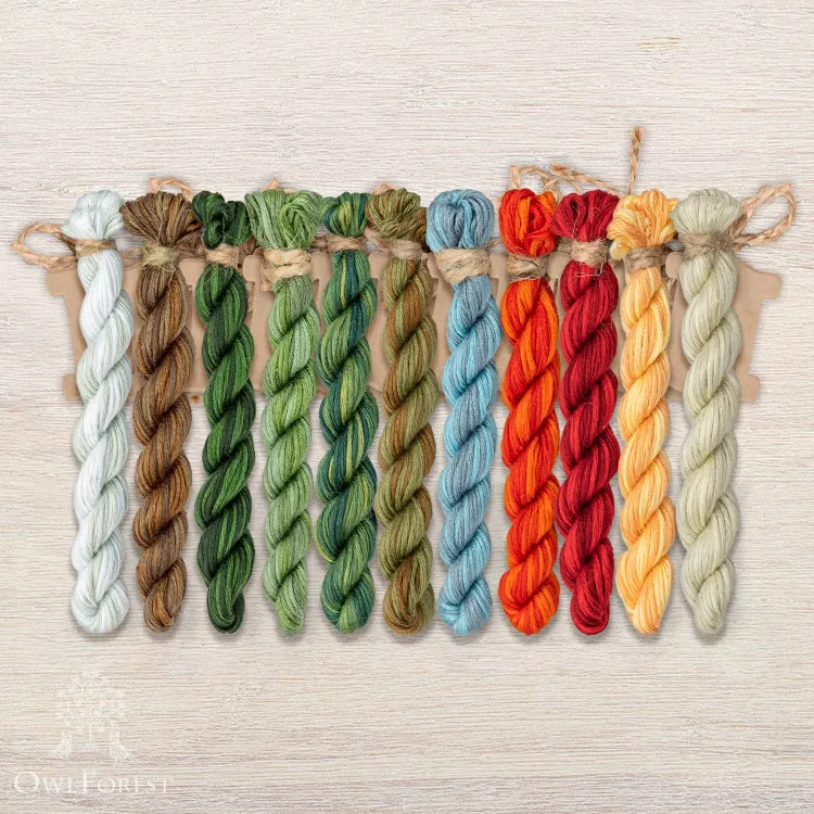 Set of OwlForest Hand-Dyed Threads for the “Toadstool Land” Chart (Thread Trade n.a. Kirov)