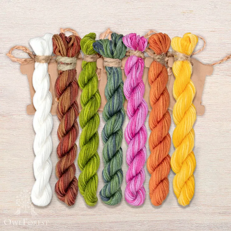 Set of OwlForest Hand-Dyed Threads for the “Lilies” Chart (Thread Trade n.a. Kirov)