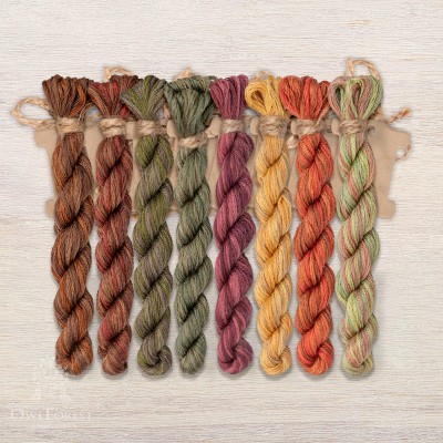 Set of OwlForest Hand-Dyed Threads for the “Deer Forest” Chart (DMC)