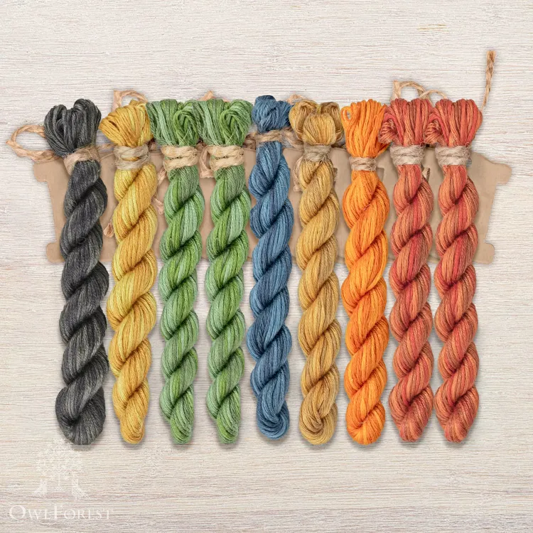 Set of OwlForest Hand-Dyed Threads for the “Zmey Gorynych” Chart (Thread Trade n.a. Kirov)