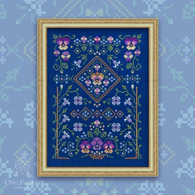 Printed embroidery chart “Pansies”