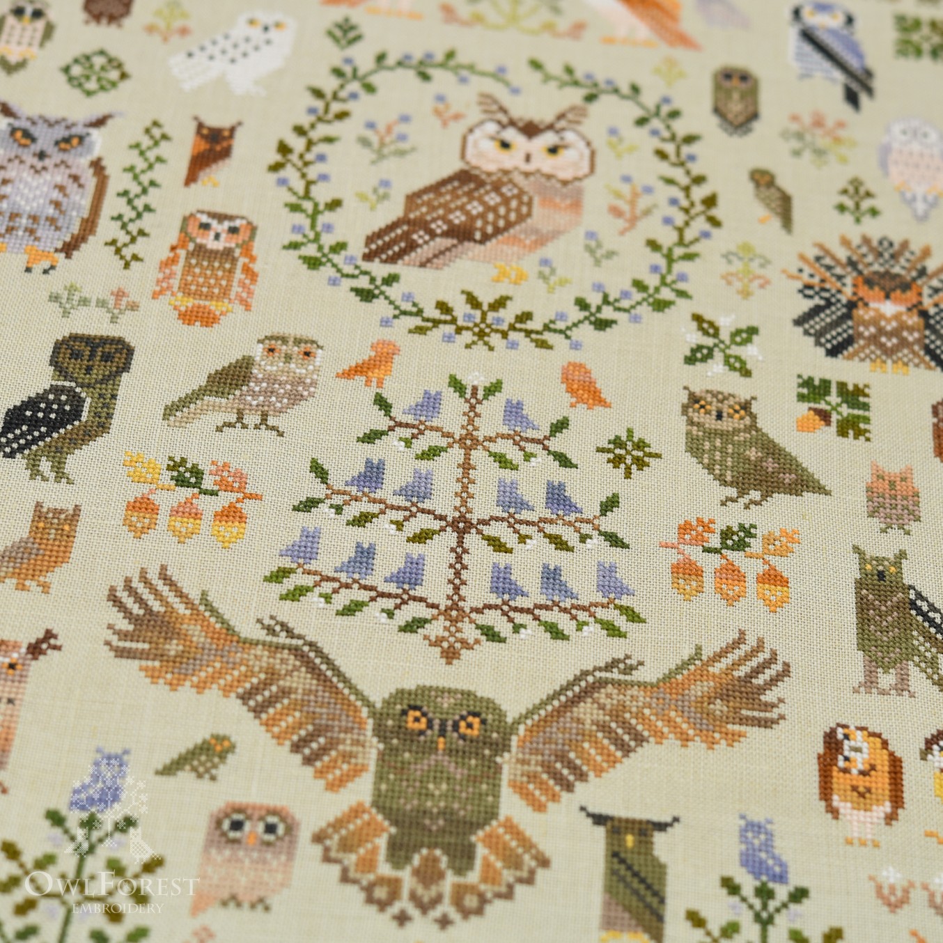 Owls Cross Stitch Pattern Forest Birds Woodland Digital Instant Download PD...