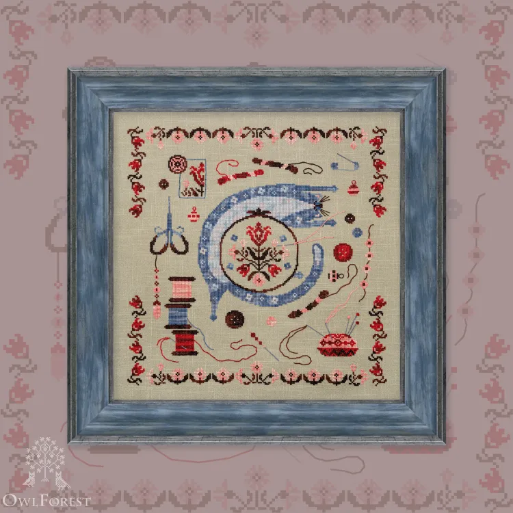 Схема для вышивания <strong>«Кот и рукоделие»</strong>