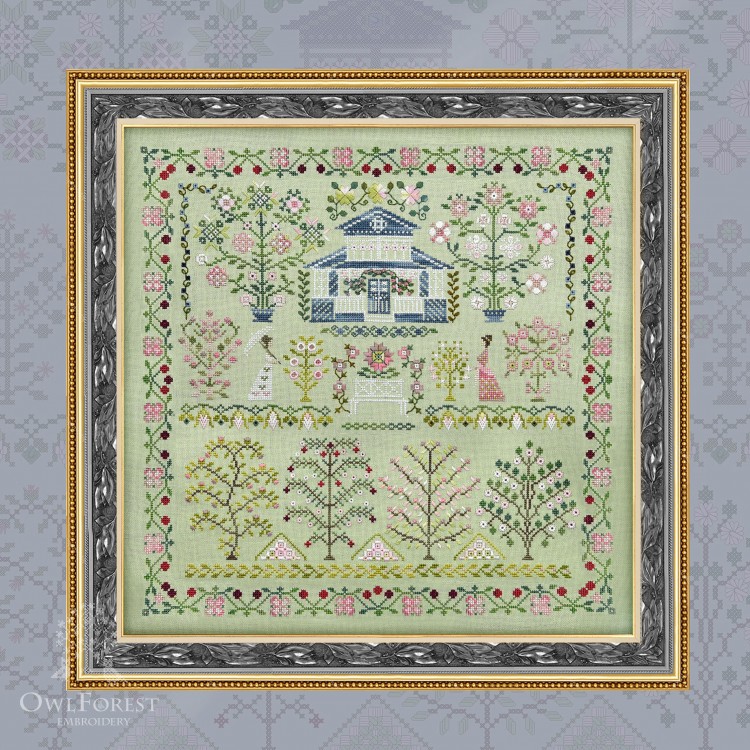 Printed embroidery chart “Cherry Orchard”