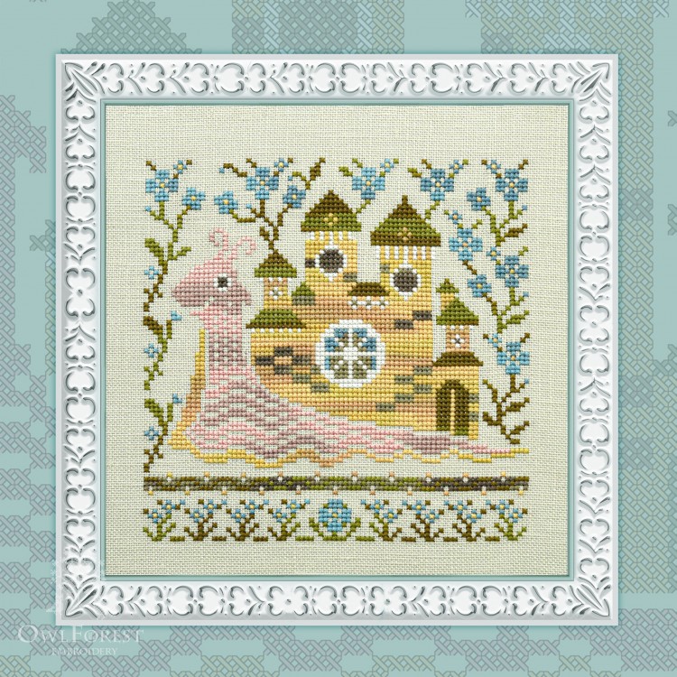 Digital embroidery chart “Snail Houses. Forget-me-nots”