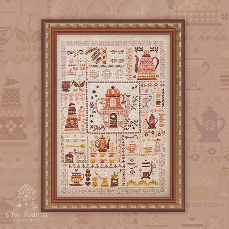 Printed embroidery chart “Coffee Sampler”