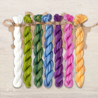 Set of OwlForest Hand-Dyed Threads for the “Muscari” Chart (Thread Trade n.a. Kirov)
